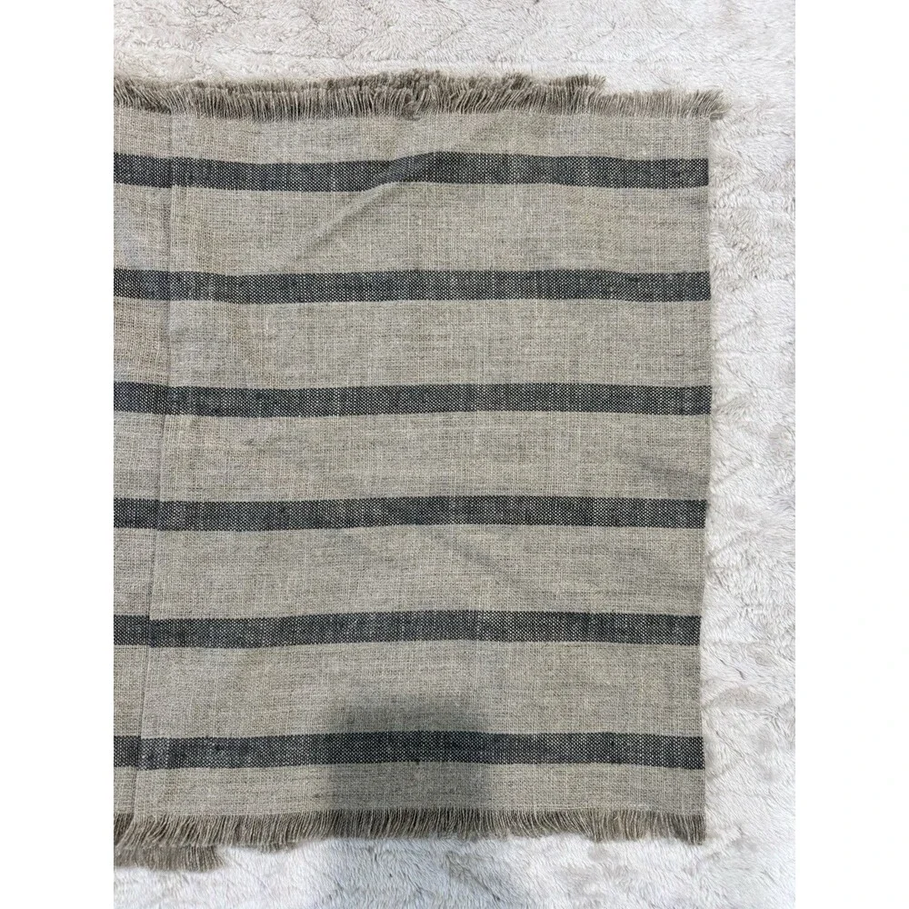 Crate & Barrel Beckett Stripe Placemats Set of 7 Grey Linen. NWOT
